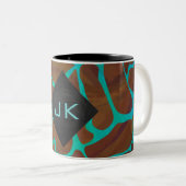 Tasse 2 Couleurs Giraffe Impression Brown et Turquoise (Devant droit)