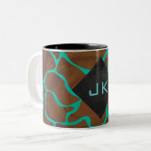 Tasse 2 Couleurs Giraffe Impression Brown et Turquoise (Devant gauche)