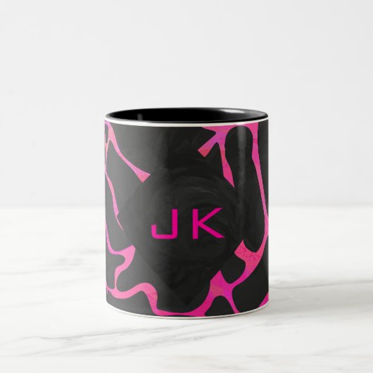 Tasse 2 Couleurs Giraffe rose chaude et noire (Centre)