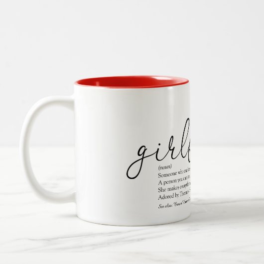 Tasse 2 Couleurs Girlfriend Définition Chic Script Love Heart (Gauche)