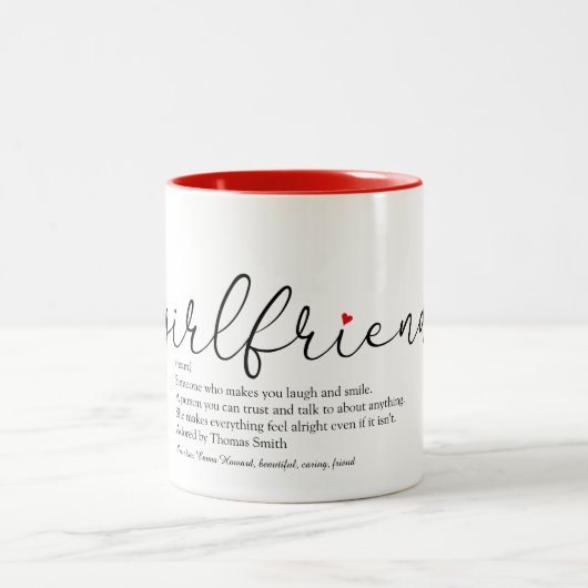 Tasse 2 Couleurs Girlfriend Définition Chic Script Love Heart (Centre)