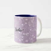 Tasse 2 Couleurs Girly Lavender Glitter Sparkle Birthday (Devant droit)