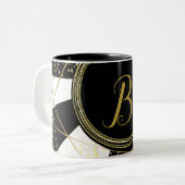 Tasse 2 Couleurs Glam Déco moderne Black White Gold Girly Unique (Devant gauche)