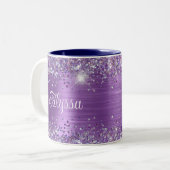Tasse 2 Couleurs Glitterie chic Améthyste pourpre Nom (Devant gauche)