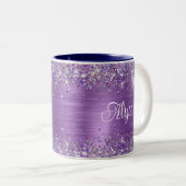 Tasse 2 Couleurs Glitterie chic Améthyste pourpre Nom (Devant droit)