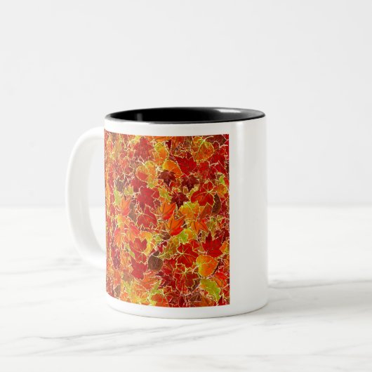 Tasse 2 Couleurs Glittery Fall Maple Feuilles (Devant gauche)