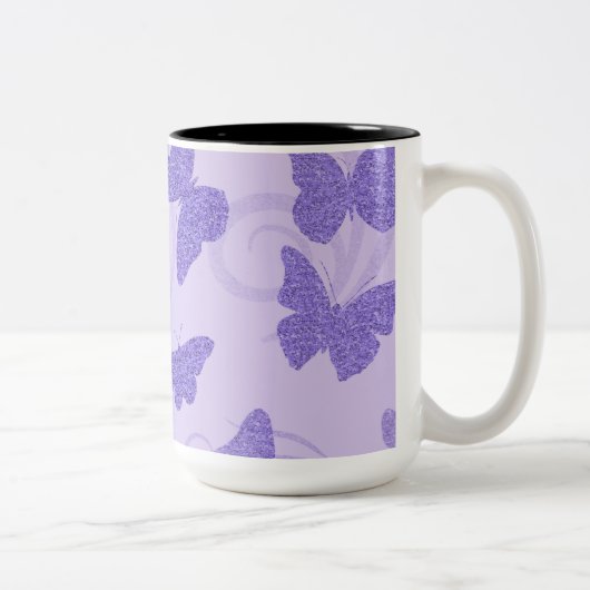 Tasse 2 Couleurs Glittery Lilac Butterflies (Droit)