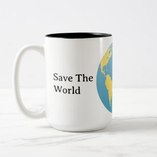 Tasse 2 Couleurs Globe Éco Personnalisé Planète Minimaliste