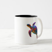 Tasse 2 Couleurs Glowing Sea Turtle Art - Vibrant Underwater Reptil (Devant droit)
