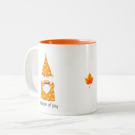 Tasse 2 Couleurs Gnome de Thanksgiving mignon (Devant gauche)