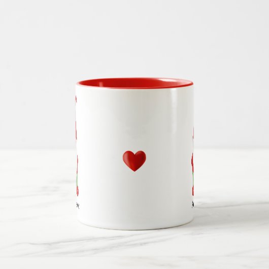 Tasse 2 Couleurs Gnome moderne habillé en vert et rouge (Centre)