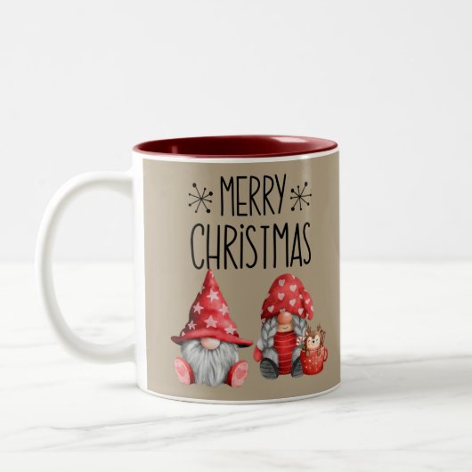 Tasse 2 Couleurs Gnomes de Noël mignons (Gauche)