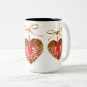 Tasse 2 Couleurs Gold Filigree Heart (Devant droit)