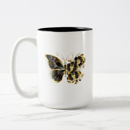 Tasse 2 Couleurs Gold flower Butterfly with Black Orchid (Gauche)