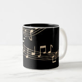 Tasse 2 Couleurs Gold Music Notes sur Black Medium (Devant droit)