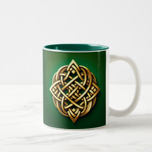 Tasse 2 Couleurs Golden Celtic noeud sur vert