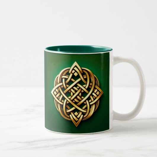 Tasse 2 Couleurs Golden Celtic noeud sur vert (Droit)