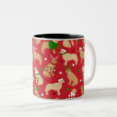 Tasse 2 Couleurs Golden Retriever de Noël (Devant droit)