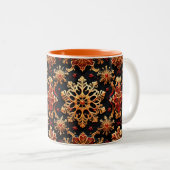 Tasse 2 Couleurs Golden Snowflakes Elegant Winter holidays Design (Devant droit)