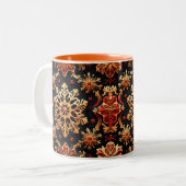 Tasse 2 Couleurs Golden Snowflakes Elegant Winter holidays Design (Devant gauche)