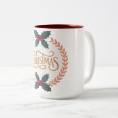 Tasse 2 Couleurs “Golden Wreath of Christmas Elegance” (Devant droit)
