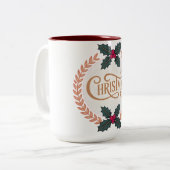 Tasse 2 Couleurs “Golden Wreath of Christmas Elegance” (Devant gauche)