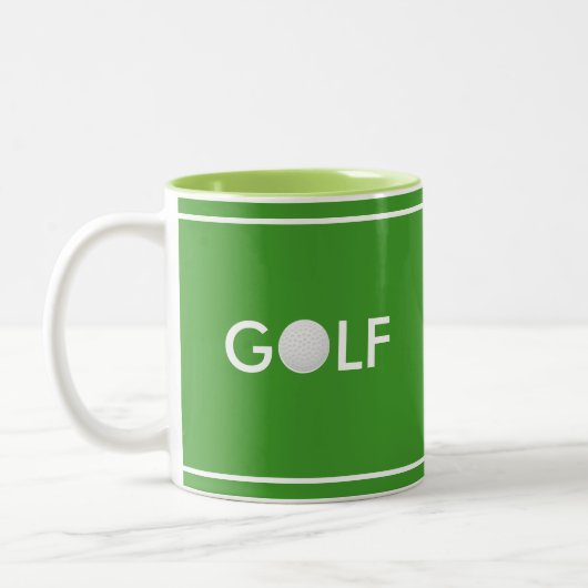 Tasse 2 Couleurs Golf Ball Texte sur Vert (Gauche)