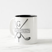 Tasse 2 Couleurs Golf Design Monogramme Modèle (Devant gauche)