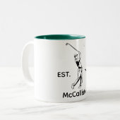 Tasse 2 Couleurs Golfeur nom personnalisé et année  (Devant gauche)