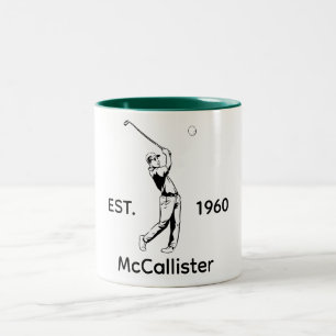 Tasse 2 Couleurs Golfeur nom personnalisé et année 