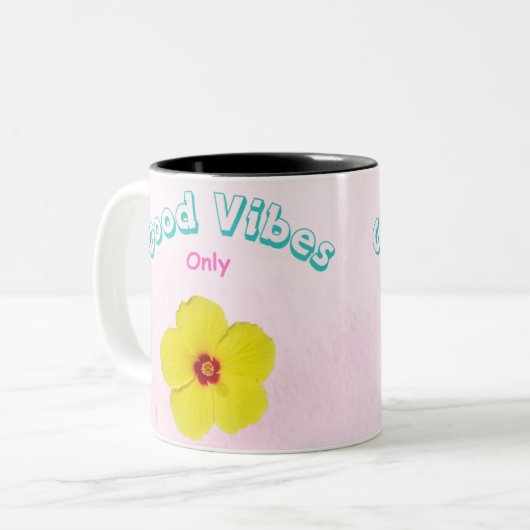 Tasse 2 Couleurs Good Vibes Uniquement L'Art Hibiscus Jaune (Devant gauche)