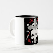 Tasse 2 Couleurs Goth Sous-Culture Crâne et croix (Devant gauche)