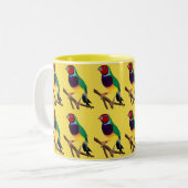 Tasse 2 Couleurs ~ Gouldian Finch ~ Art original ~ Café à deux tons (Devant gauche)