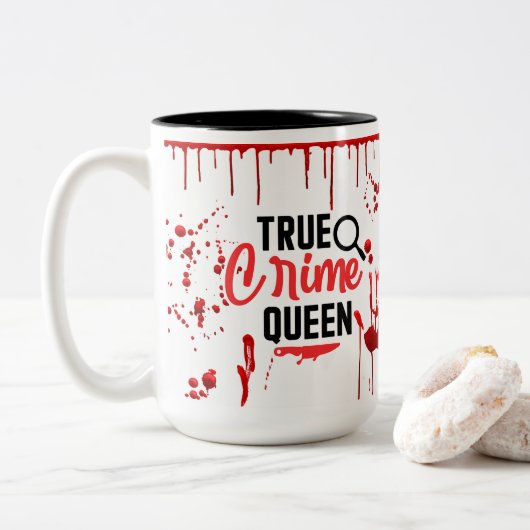 Tasse 2 Couleurs Gouttes de sang Spatter de sang Véritable crime Re (Avec donut)
