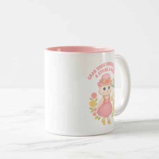 Tasse 2 Couleurs Grab Your Umbrellas Kitty Design (Devant droit)