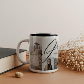 Tasse 2 Couleurs Grad Heart Elegant Script Graduate Photo Collage