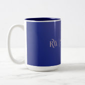 Tasse 2 Couleurs Gradient Faux Rose or et bleu marine Monogramme (Gauche)