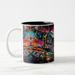 Tasse 2 Couleurs Graffiti Cityscape pour une Sienne Vibrante, dans 