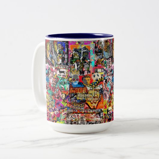 Tasse 2 Couleurs Graffiti mur collage (Devant gauche)