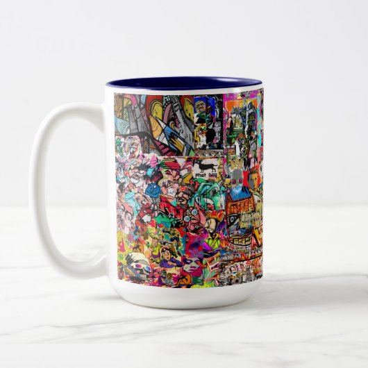 Tasse 2 Couleurs Graffiti mur collage (Gauche)