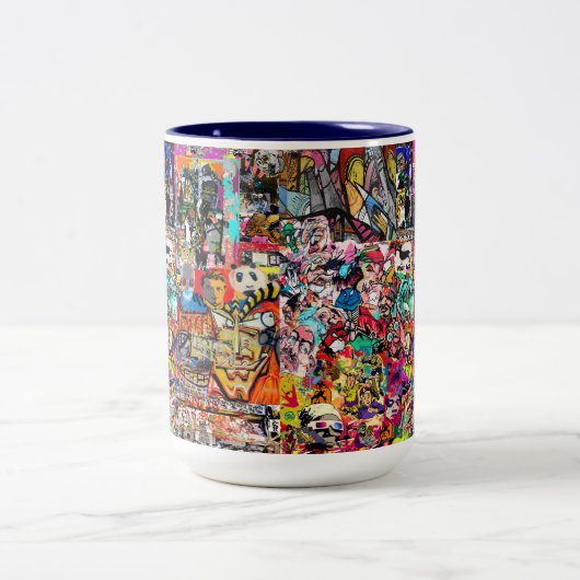 Tasse 2 Couleurs Graffiti mur collage (Centre)
