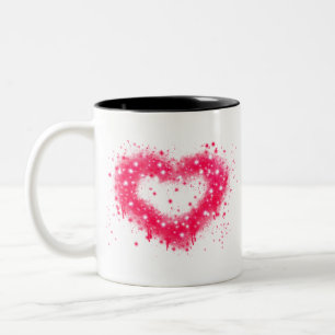 Tasse 2 Couleurs Graffiti peinture rose brillant design coeur