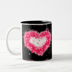 Tasse 2 Couleurs Graffiti peinture rose brillant design coeur