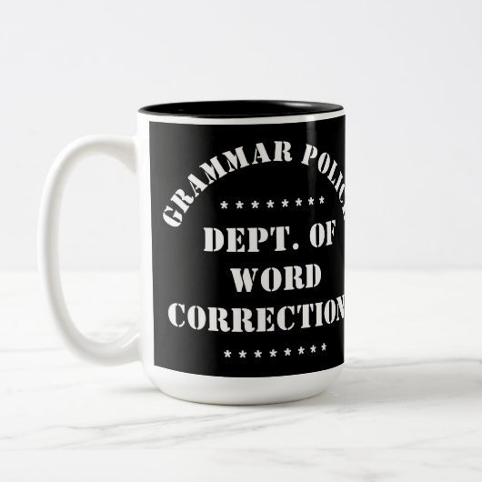 Tasse 2 Couleurs Grammar Humour de police Texte blanc (Gauche)