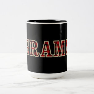 Tasse 2 Couleurs GRAMS Carré de Vérification Rouge Noir Buffle Rust