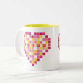 Tasse 2 Couleurs Grand Coeur de Pixel Cupidon (Devant gauche)