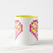 Tasse 2 Couleurs Grand Coeur de Pixel Cupidon (Centre)