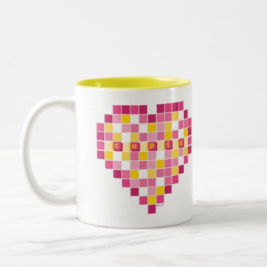 Tasse 2 Couleurs Grand Coeur de Pixel Cupidon (Gauche)