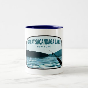 Tasse 2 Couleurs Grand lac Sacandaga New York Canne à pêche