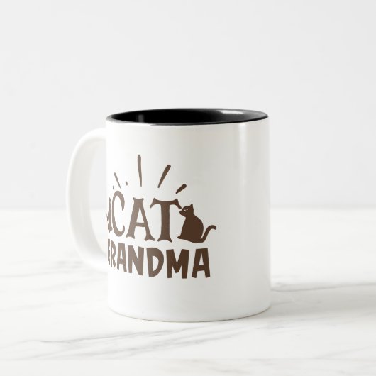 Tasse 2 Couleurs Grand-mère de chat (Devant gauche)